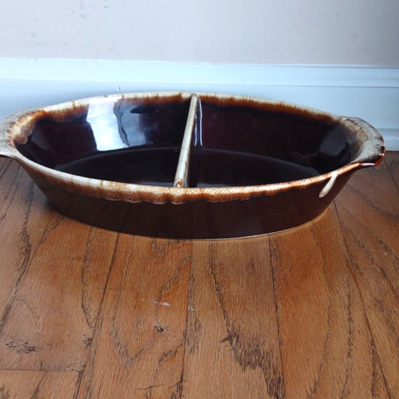 Vintage Pfaltzgraff Brown Drip Divided Serving Vegetable Dish - Picture 2 of 6